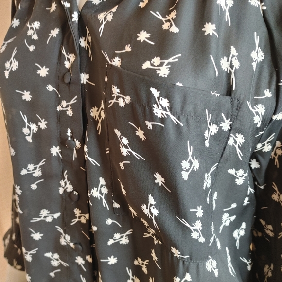 GREYLIN FLORAL BUTTON DOWN BLOUSE, BLACK S - Picture 9 of 12